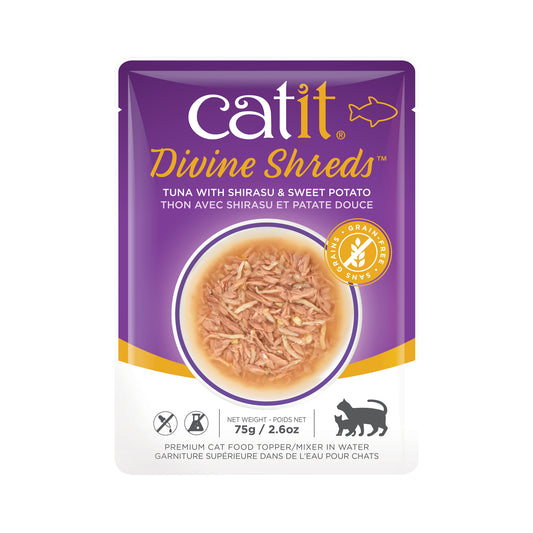 Formule Thon, shirasu et patate douce - Catit Divine Shreds