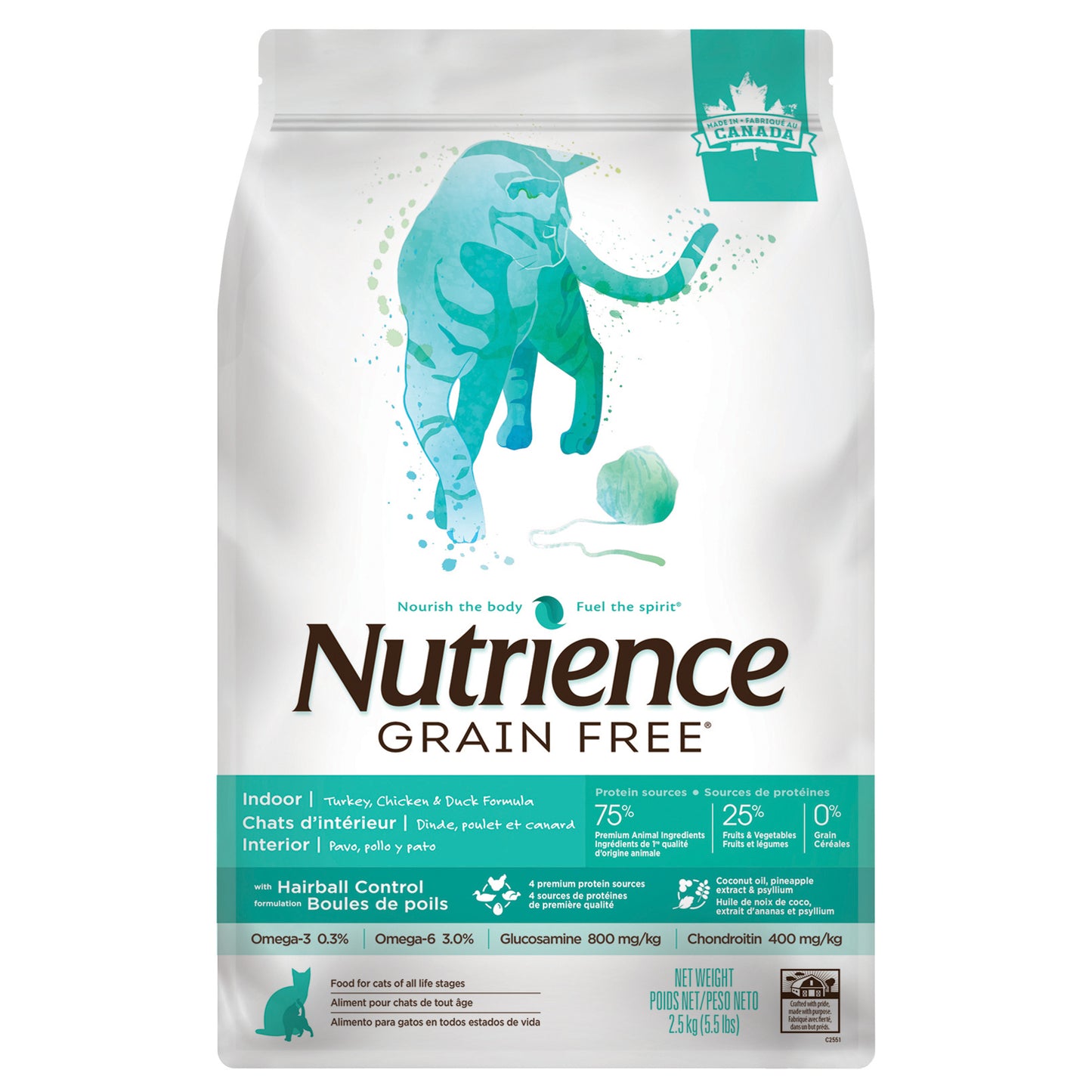 Formule Dinde, poulet et canard pour chat - Nutrience sans grains