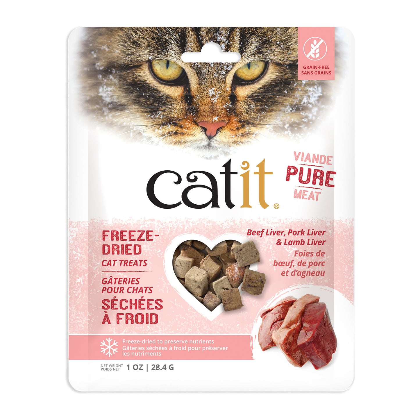 Gâterie Cru séché à froid au foie de bœuf, porc et agneau - Catit
