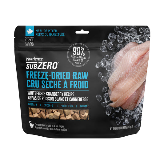 Nourriture SubZéro Cru séchés à froid au poisson blanc et canneberges pour chat - Nutrience SubZero