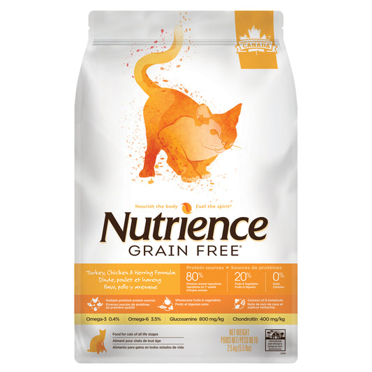 Formule dinde, poulet et hareng pour chat - Nutrience sans grains