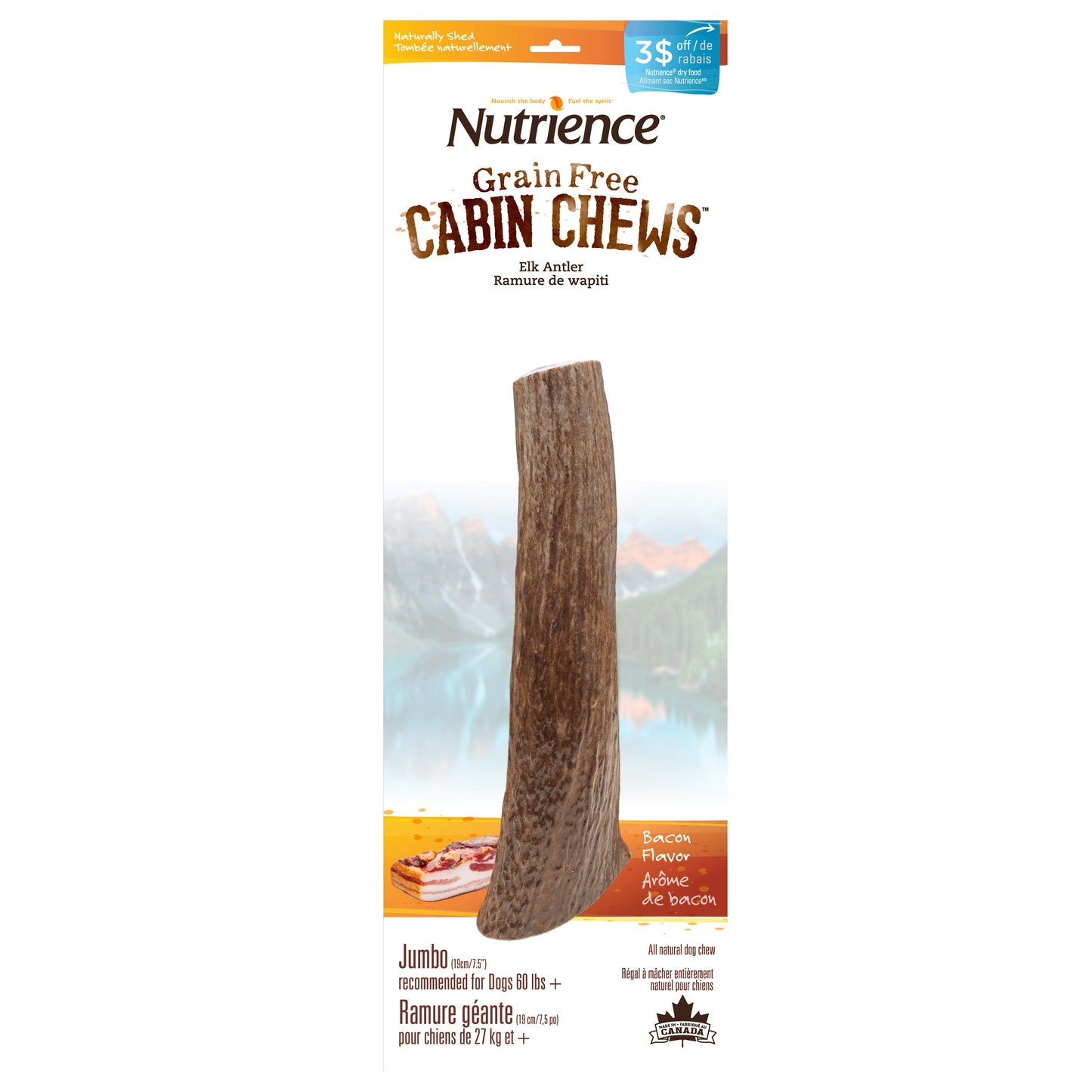 Ramure de Wapiti fendue à mâcher Cabin Chews - Nutrience Sans grains